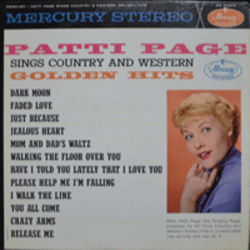 PATTI PAGE - SINGS COUNTRY AND WESTERN GOLDEN HITS (American singer / MOM AND DAD&#039;S WALTZ 수록/* USA ORIGINAL1st press  SR-60615) EX++
