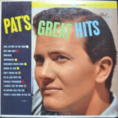 PAT BOONE - PAT&#039;S GREATEST HITS (America popular singer/ LOVE LETTERS IN THE SAND/ANASTASIA 수록/* USA ORIGINAL) strong EX++
